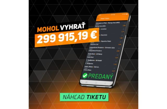 Mohol vyhrať 300 000 €…