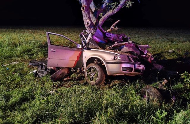 Blízko obce Obid zahynuli pri dopravnej nehode dvaja mladí ľudia, Octaviu po zrážke s druhým autom odhodilo do stromu
