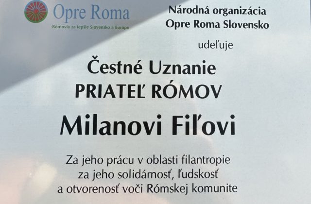 Ocenenie za priateľstvo pre Milana Fiľa