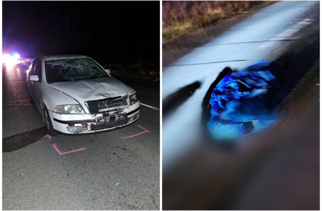 Chodca v tmavom oblečení zrazilo auto, na mieste zomrel (foto)