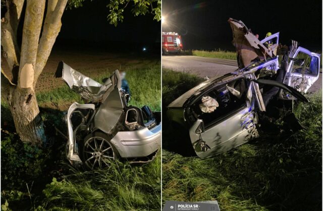 Pri náraze do stromu sa auto roztrhlo na dve časti, nehodu neprežila 23-ročná spolujazdkyňa – FOTO