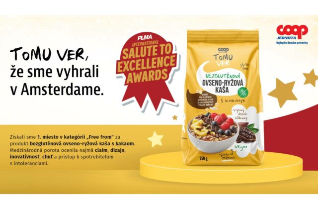 Bezgluténová kaša TOMU VER od COOP Jednota získala prvenstvo na prestížnej medzinárodnej súťaži v Amsterdame