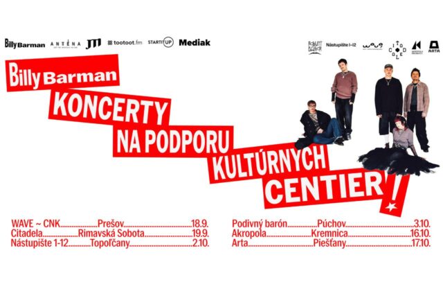 Billy Barman vyráža na jesenné turné po regiónoch. Výťažok z koncertov pôjde na podporu kultúrnych centier